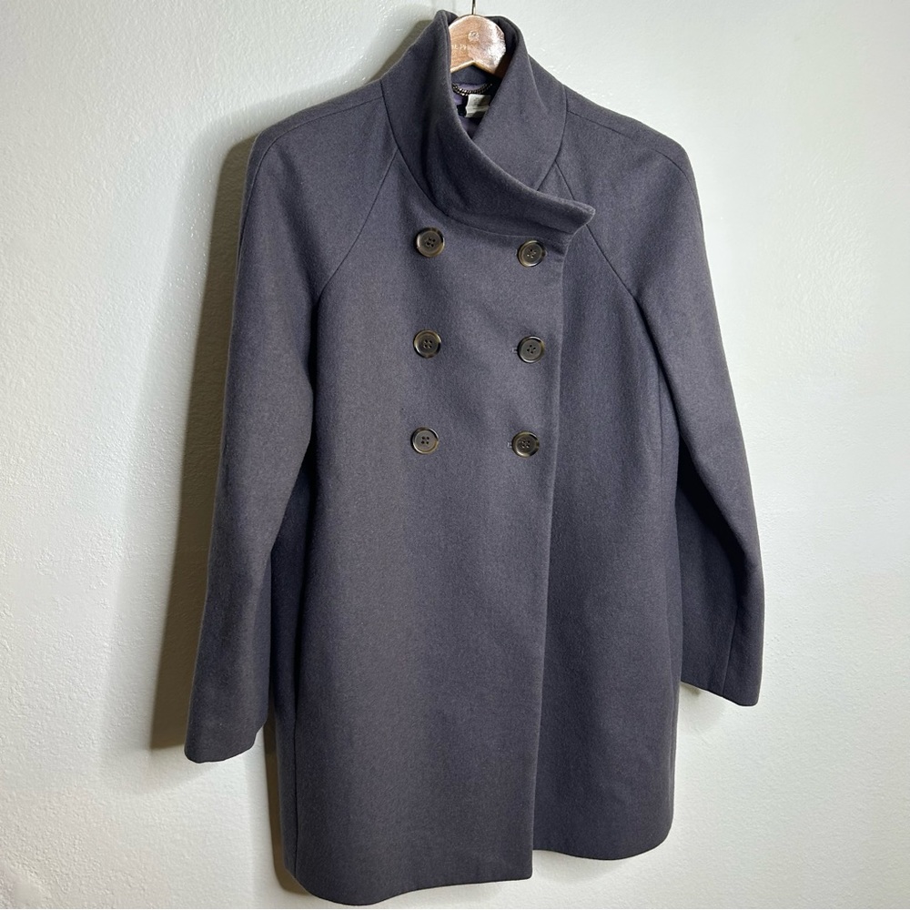 J. Crew Grey Wool Blend Double Breasted Funnel Neck Jacket 4